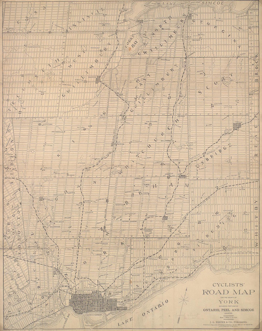 1898 - Cyclists' Road Map for the County of York Including Portions of Ontario, Peel and Simcoe, 1898