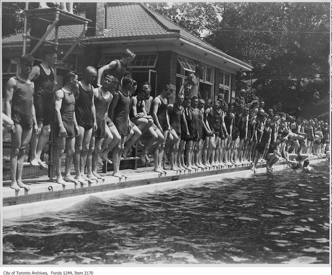 vintage boys swimming