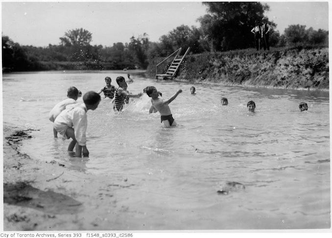 1922 - July - Humber River, swimming scene near Old Mill