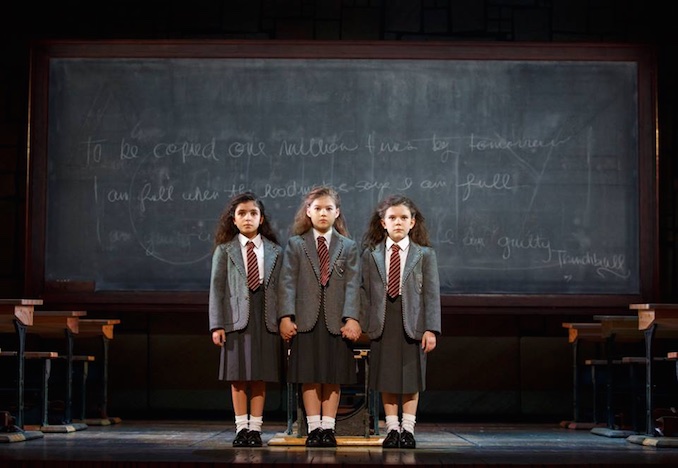 Jenna Weir, Jaime MacLean and Hannah Levinson all star as Matilda in MATILDA THE MUSICAL ©2016, Joan Marcus