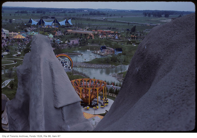 1981 - june 8 - Overhead view of grounds at Canada's Wonderland including band stand, water features