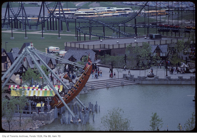 1981 - june 8 - View of rocking boat and pond on Canada's Wonderland ground