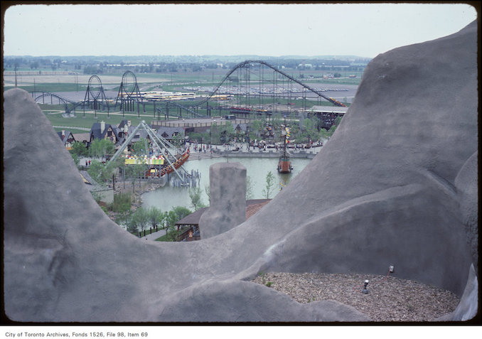 1981 - june 8 - View of roller coaster and grounds of Canada's Wonderland from Wonder Mountain