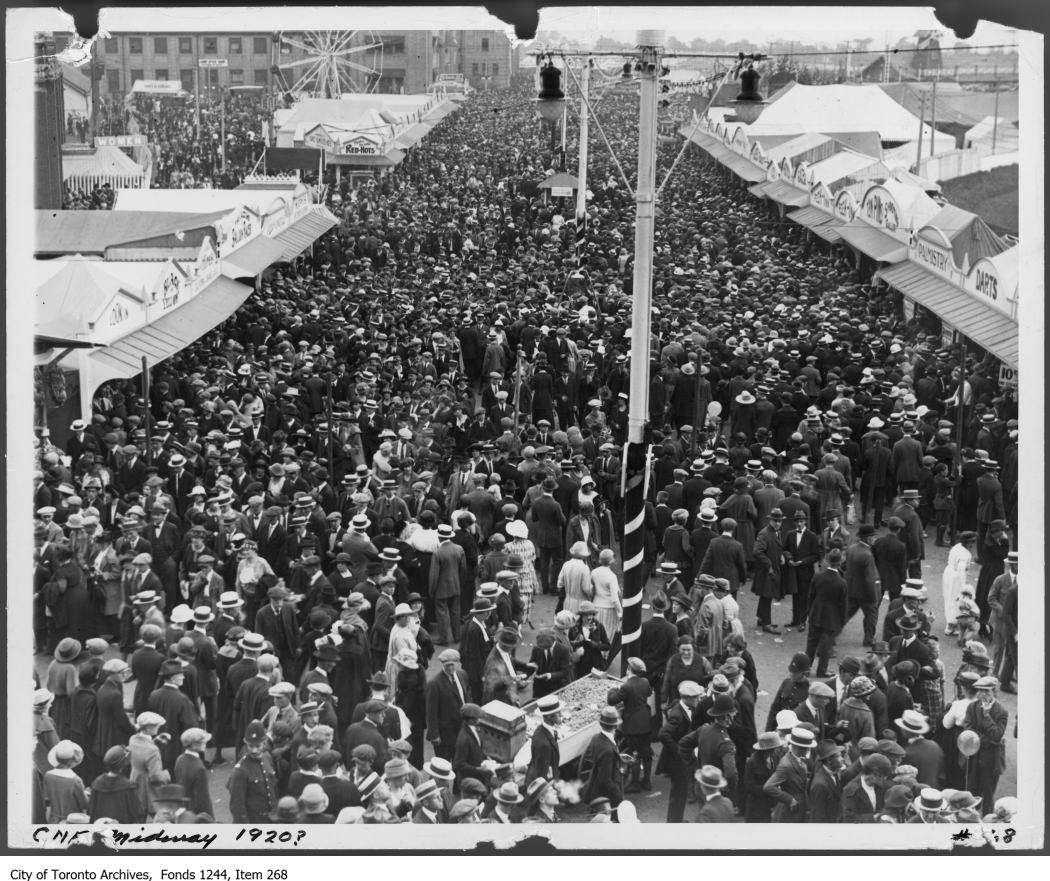 1920 - Crowds on midway, CNE