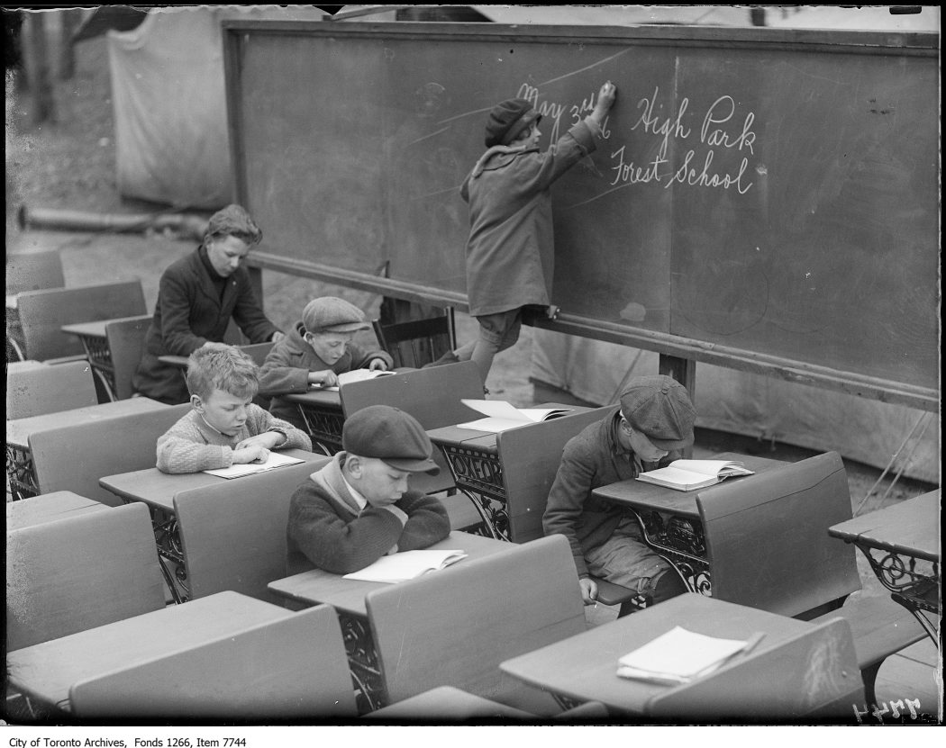 1926 - High Park Forest School class at work, girl writing
