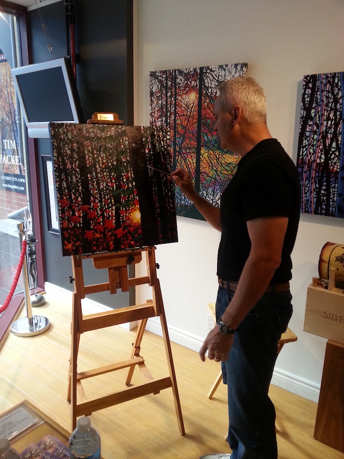 Painting at Liss this is me working on a painting in the front window of Liss Gallery on the afternoon of one of my openings there