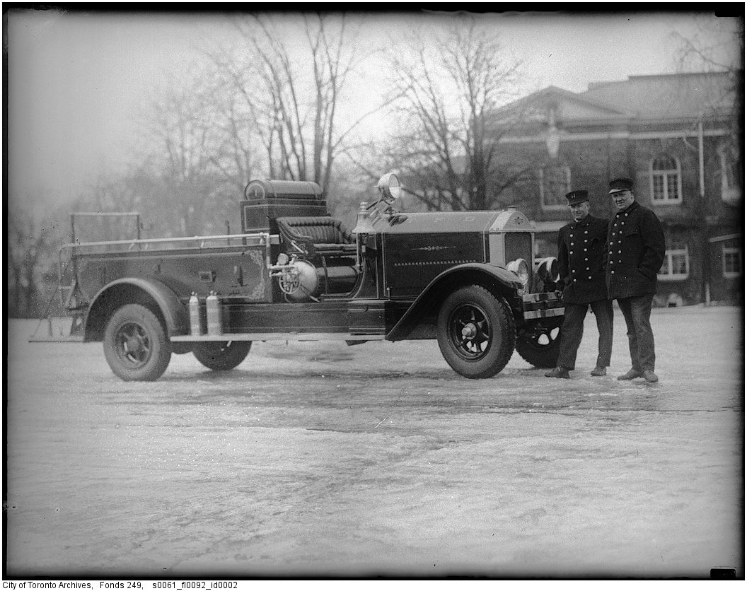 1929 - American LaFrance truck at the CNE, salvaged and rebuilt after crash with streetcar at Yonge and Dundas streets