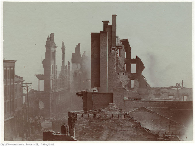 1904 - Aftermath of the 1904 fire: Bay Street north of Wellington, looking south