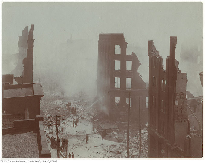 1904 - Aftermath of the 1904 fire: Bay Street north of Wellington, looking south