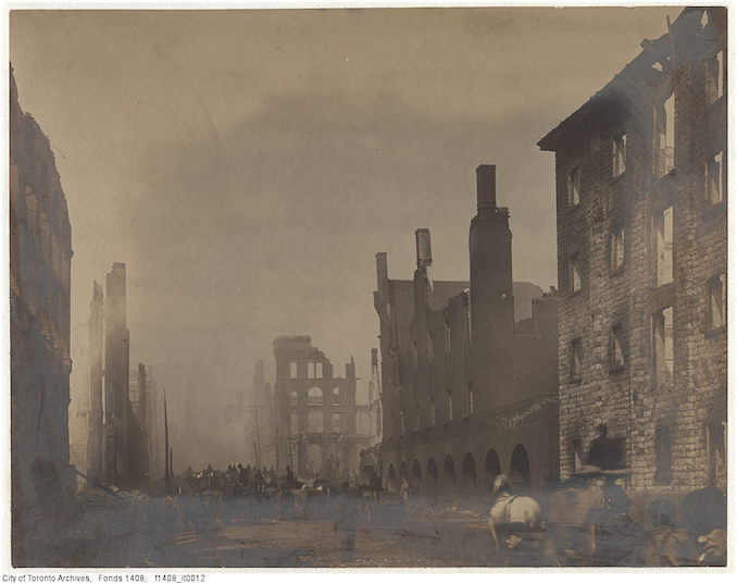 1904 - Aftermath of the 1904 fire: Bay Street north of the Esplanade, looking north