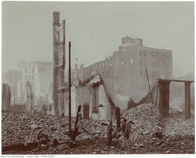 1904 - Aftermath of the 1904 fire: Front Street at Bay looking east
