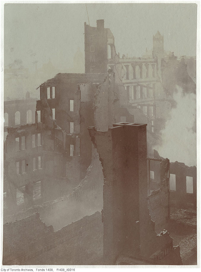 1904 - Aftermath of the 1904 fire: east of Bay Street, looking south-west