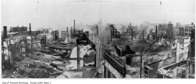 1904 - Toronto Fire ruins, Front Street looking west from Yonge Street.