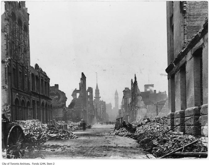 1904 - Toronto Fire ruins, looking north from foot of Bay Street.