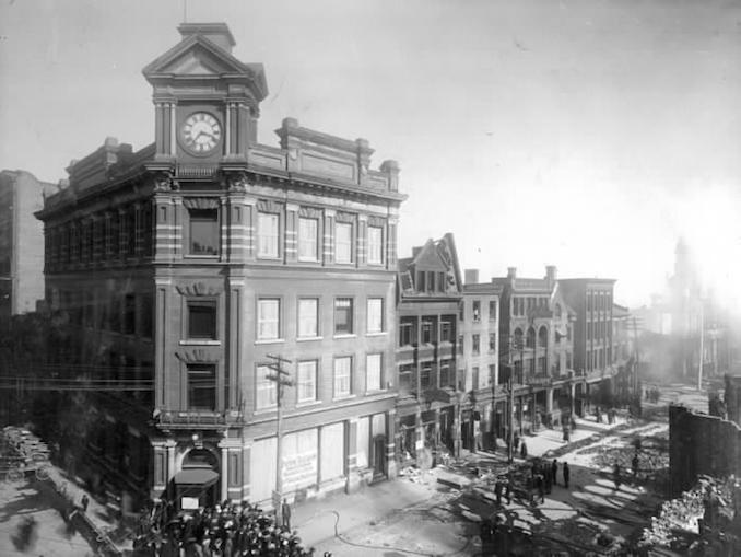 1904 - aftermath of fire, Bay St., s. from Melinda St