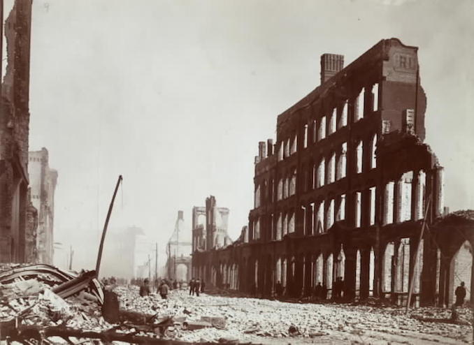 1904 - aftermath of fire, Front St. W., e. from w. of Bay St.