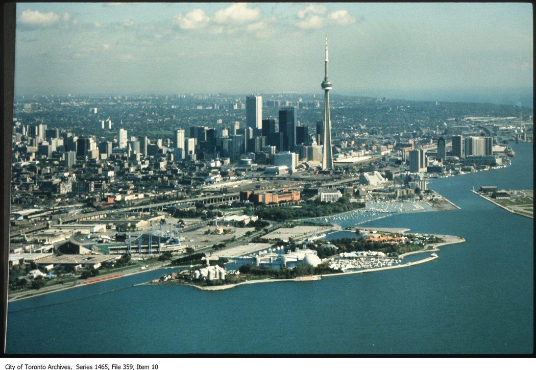 1980s - Aerial views of Fort York, Exhibition Place and Ontario Place.