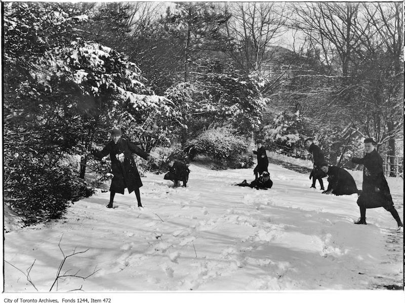 1912 - Snowball fight in Rosedale Ravine