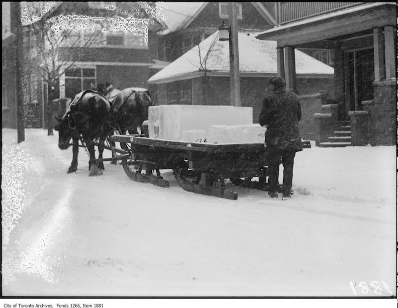 1924 - Iceman delivering ice in snow-storm