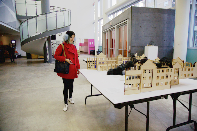 Watching an Insallation Work in the Lobby of OCAD University