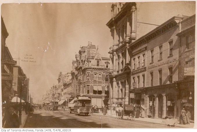 1890 - King Street looking east across Yonge Street