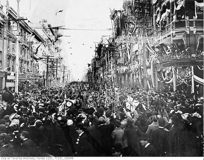 1901 - Boer War, C Company return, King Street east from Yonge Street