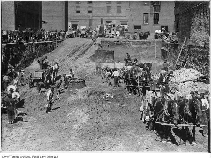 1903 - Preparing foundations for new J.J. Foy building, Front Street