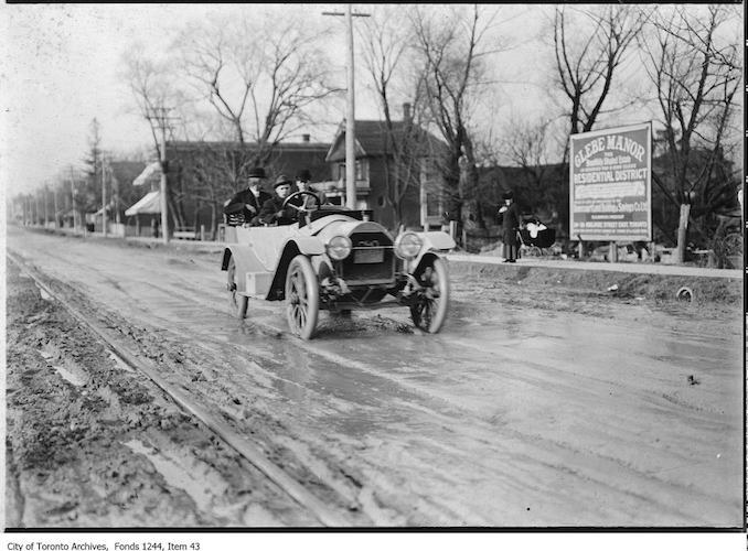 1910 - Car on muddy Yonge Street north