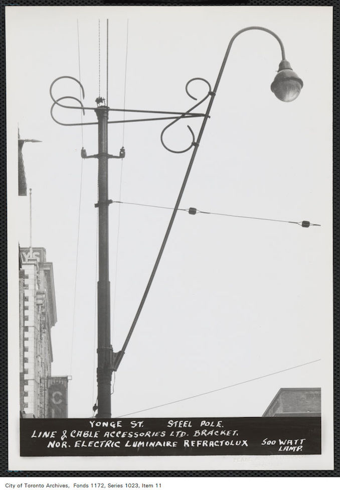 1940 - Street lamp, Yonge Street, steel pole