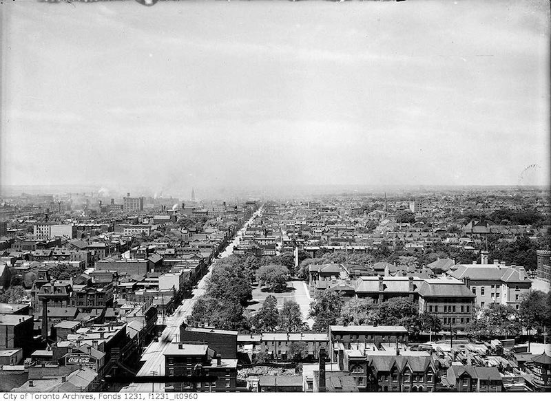 1911 - June 21 - Aerial view looking west on Queen Street from City Hall Tower