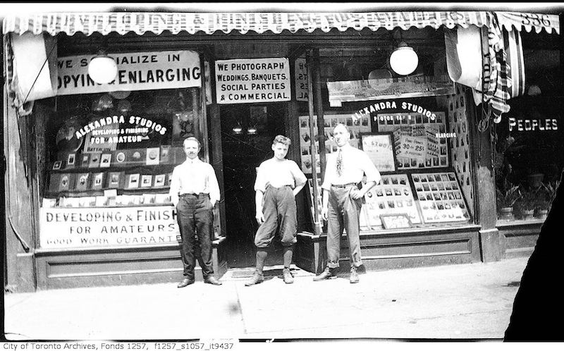 1920? - Lou Turofsky and others outside Alexandra Studios, 338 Queen Street West