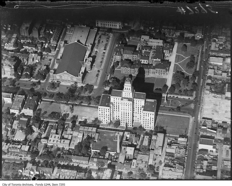 1930 - Aerial view of University Avenue and Queen Street West