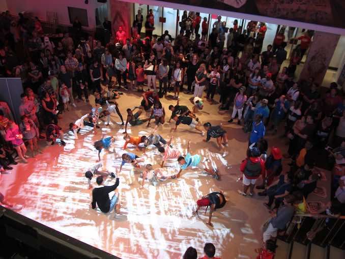 Breakin' Convention sample dance sessions in the lobby of Sony Centre 2