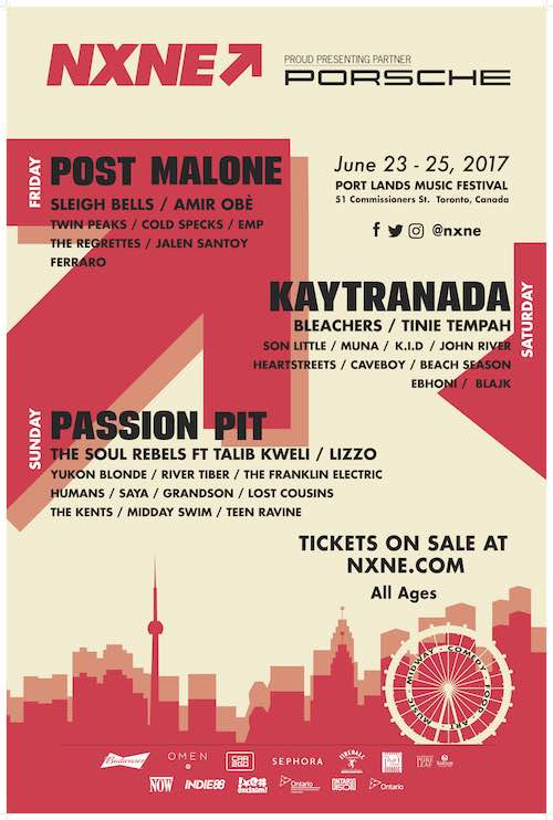 NXNE Port Lands Music Line-up! June 23 to 25.