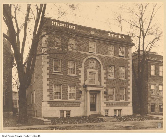 1927 - Laverne Apartments, exterior at street level, College Street, for Dr. O.A. McNichol