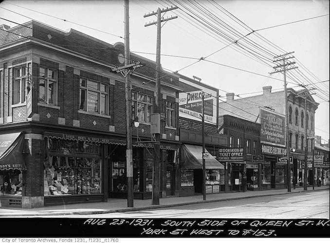 1931 - Queen Street showing stores on the south side York Street west to No. 153