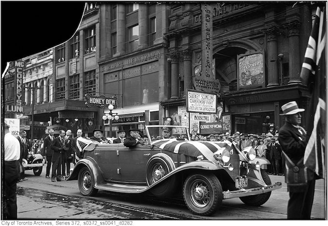 1932 - Mayor W.J. Stewart on Queen Street near Bay Street