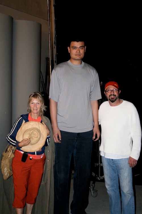 Myself, my producer Diana Young with Yao Ming the famous basketball player on set in Shanghai, China