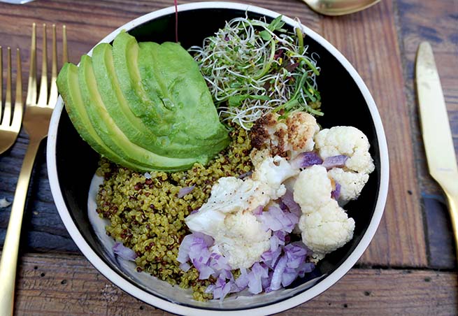 Golden Turmeric Cauliflower and Avocado Quinor Bowls