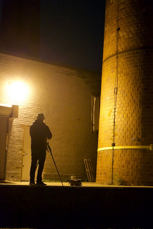 Setting up a shot in East Toronto.