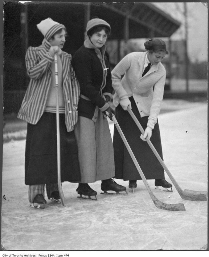 1910 - Women playing hockey in Varsity Arena