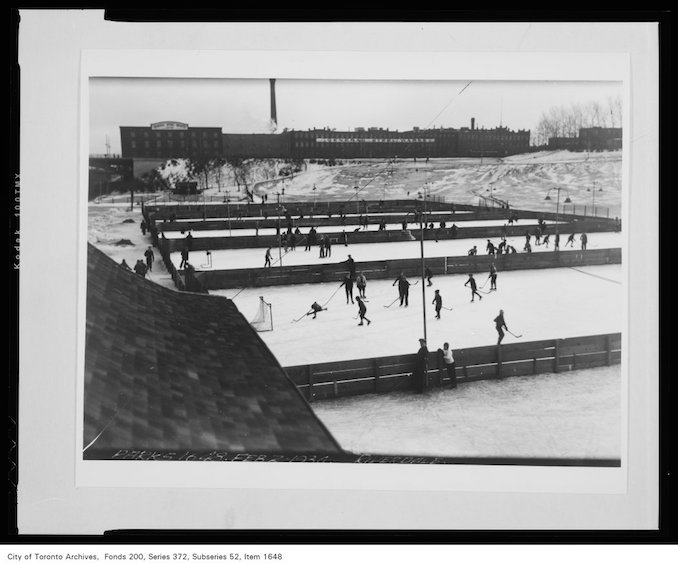 1934 - February 2nd - Riverdale Park - hockey rinks General Steel Wares Building in background