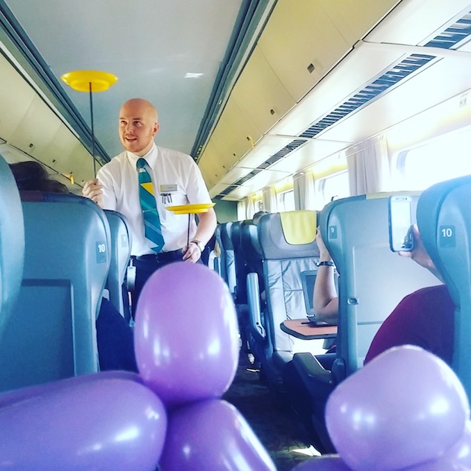 Day 1, VIA Rail to the border. Enjoy wine while you dine, and be entertained by Zack, on-board magician, juggler and balloon man
