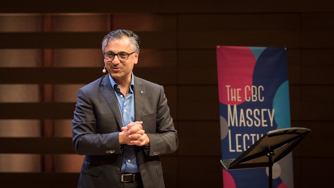 Payam Akhavan speaking in Toronto. In Search Of A Better World, 2017 CBC Massey Lectures.