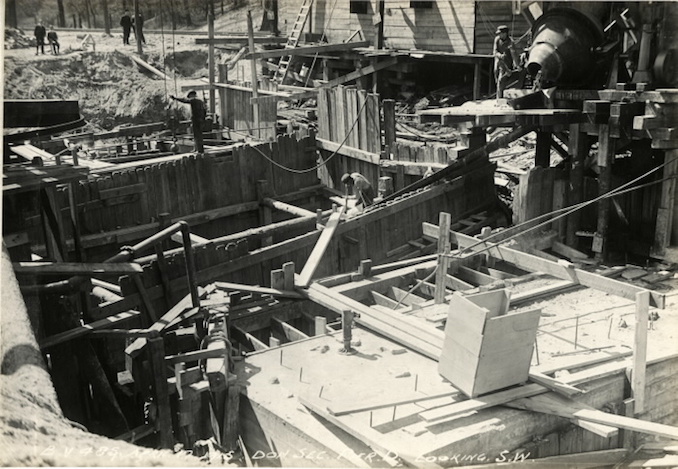 1915 - April 17 - Bloor Viaduct under construction, showing pier D