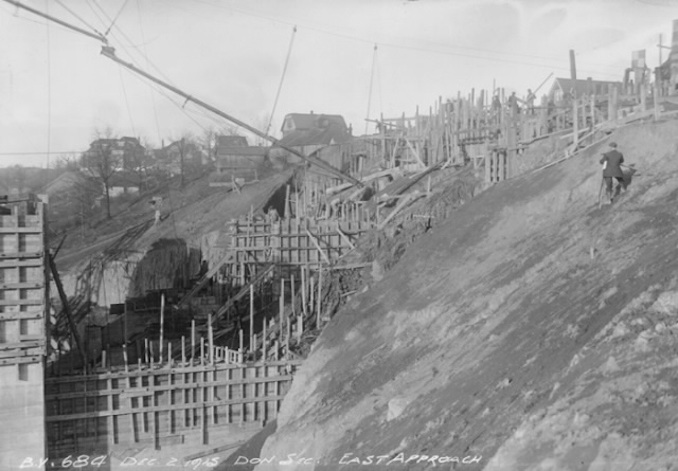 1915 - December 2 - Bloor Street Viaduct under construction, east approach