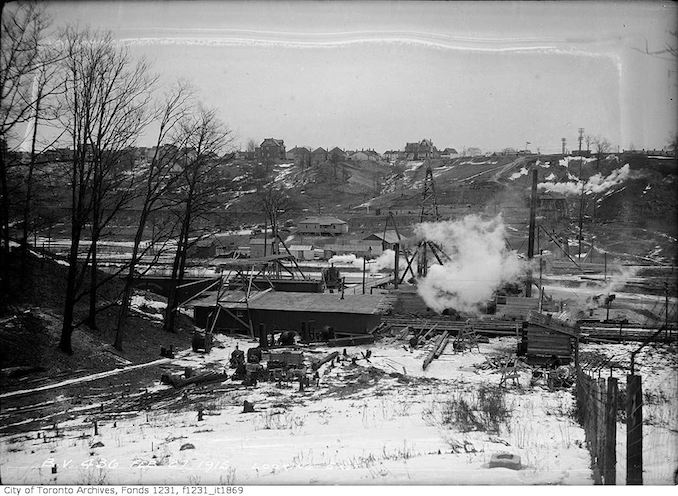 1915 - February 27 - Bloor Street Viaduct construction looking east