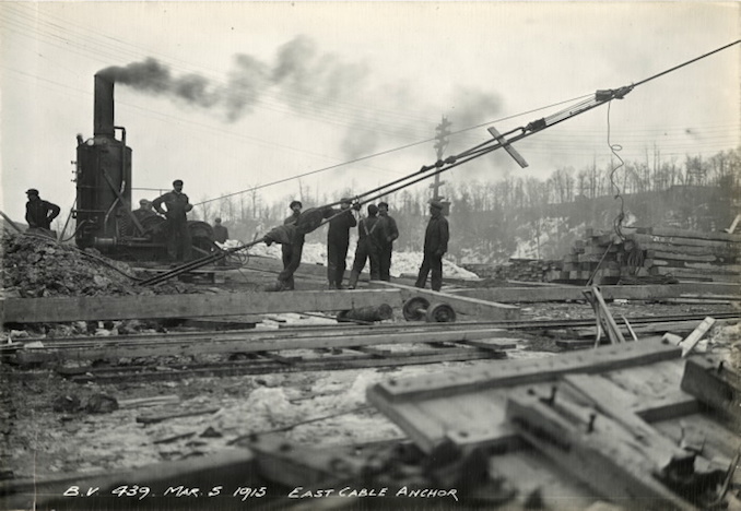 1915 - March 5 - Bloor Street Viaduct under construction, showing East Cable Anchor