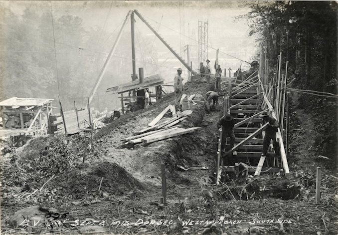 1915 - September 2 - Bloor Street Viaduct under construction, showing west approach