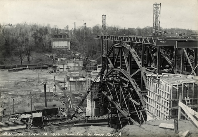 1916 - Bloor Street Viaduct under construction, west from Pier A